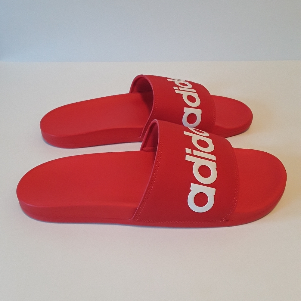 SOLD Adidas Red Sandals Flip Flops Men's Size 12 - Picture 3 of 5